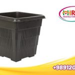 Black plastic planter pot