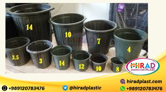 Black plastic planter pot