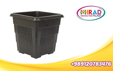 Black plastic planter pot