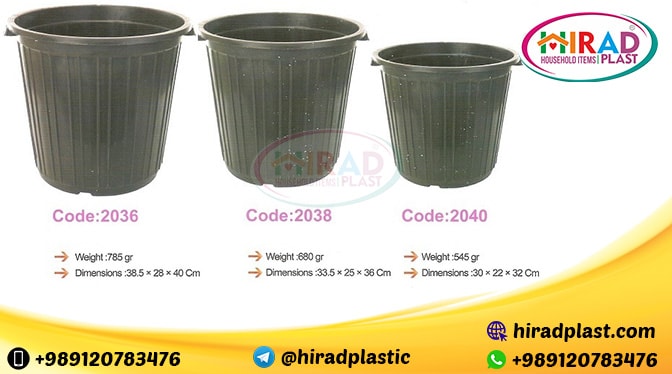 Black plastic planter pot